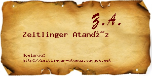 Zeitlinger Atanáz névjegykártya